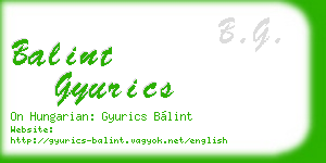 balint gyurics business card