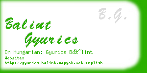 balint gyurics business card